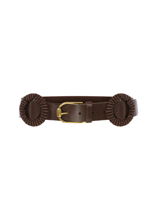 BEADED BUCKLE LEATHER BELT